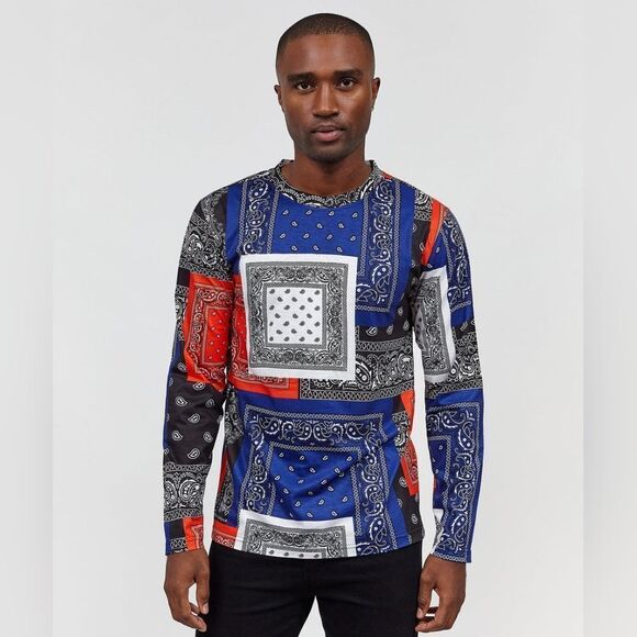 NWT Reason Flag Bandana Print Long Sleeve Tee - Picture 2 of 9